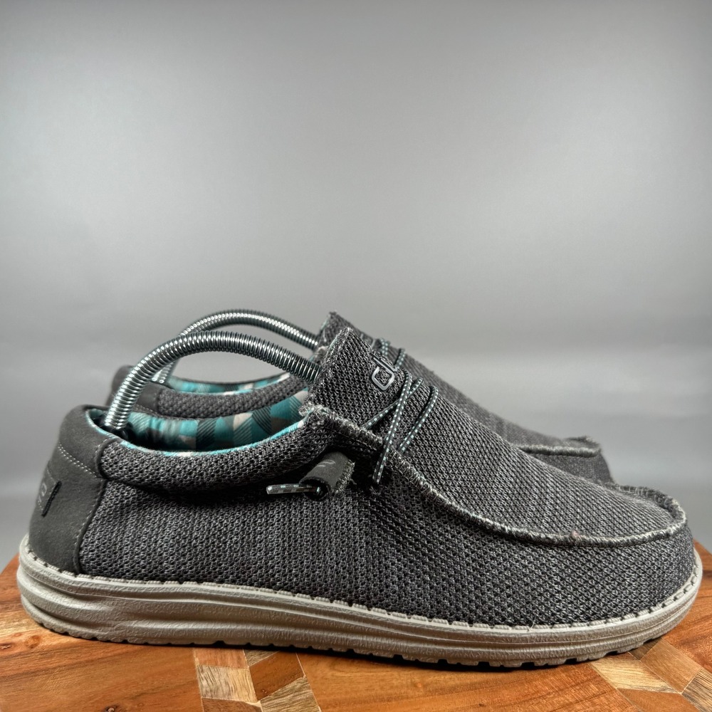 Hey Dude Wally Sox Charcoal Grey Mens Size 10 Slip On Loafers 110354000